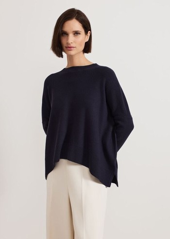 Phase Eight Kara Square Boxy Knitwear Navy Canada | LYUGJA-518